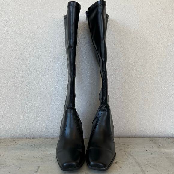 Predictions tall boots faux leather square toe block heel classic glam 6.5 - Picture 5 of 13